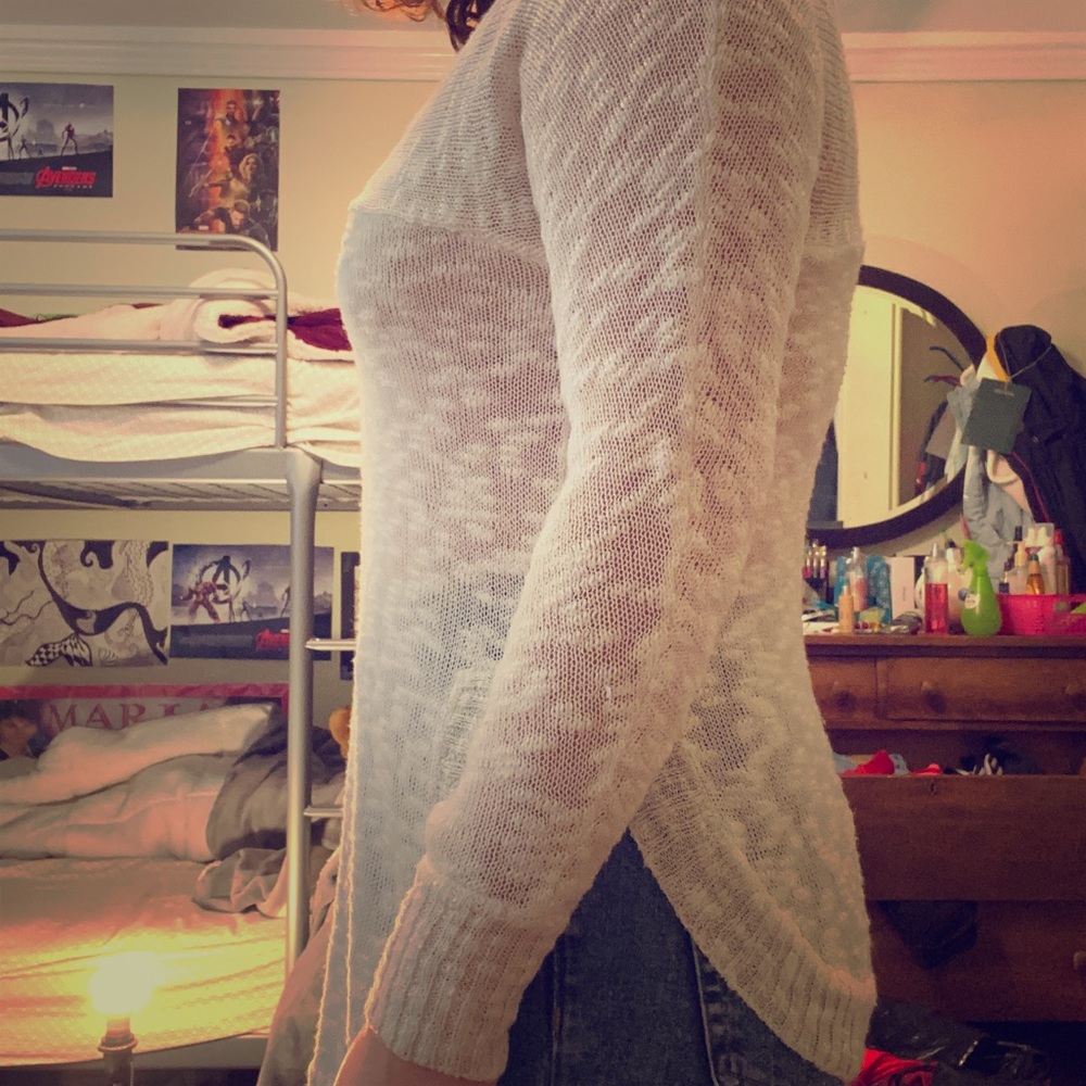 White long sleeve see through shirt